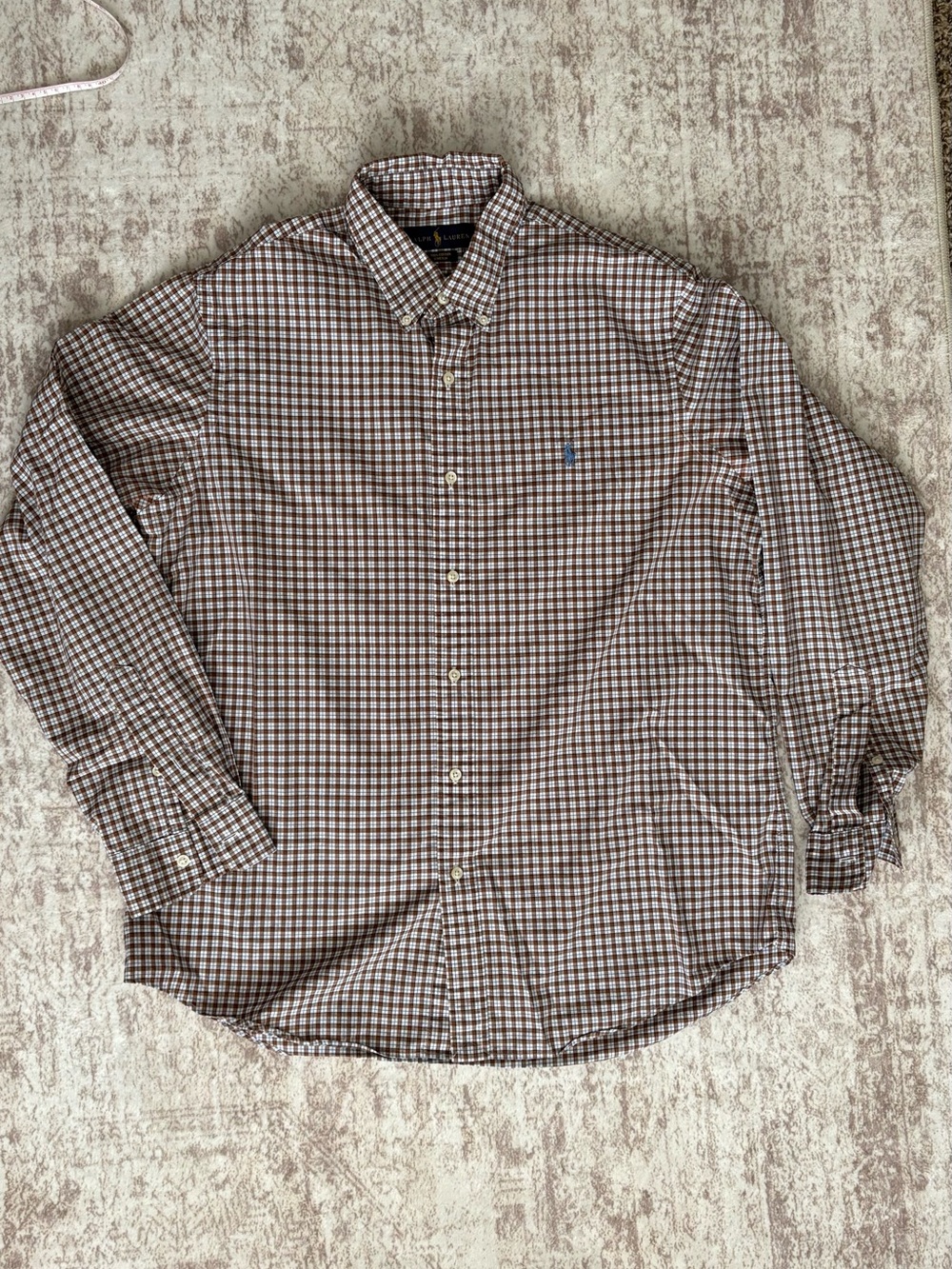 Ralph Lauren Brown Check Button-Down Dress Shirt